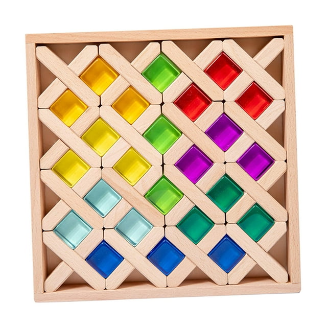Juego de bloques de construcción de arcoíris, juego de bloques de construcción para niños, resolución de problemas, habilidades motoras finas, juguete