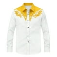 thumbnail image 4 of Mens Shirts Casual Western Cowboys Long Sleeve Top Carnival Festive Button Down Lapel Comfortable Shirt for Men Yellow XXL, 4 of 4