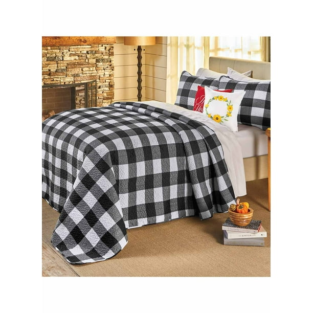Buffalo Plaid Quilted Bedspread Set