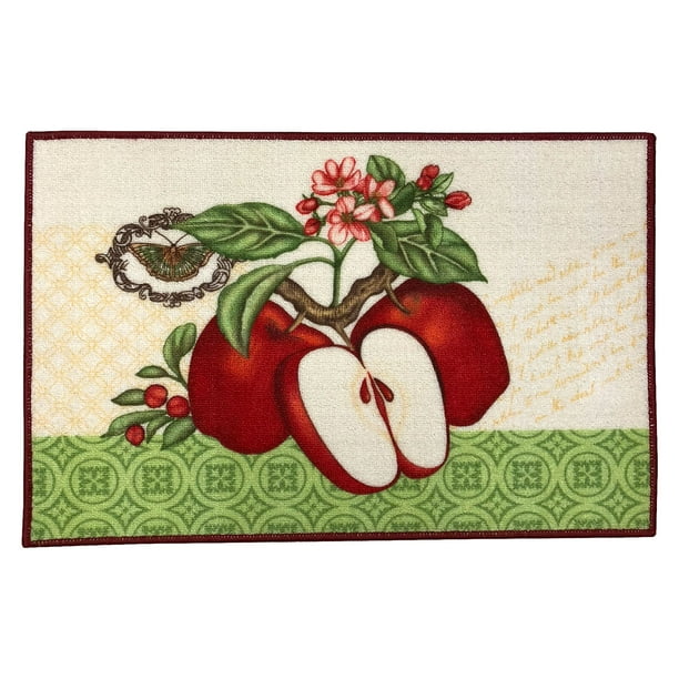 Kitchen Collection Sliced Apples Kitchen Rug, GreenRed, 18x28 Inches