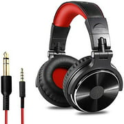 Yangmanini Noise-Cancelling Headphones，Wired Dj Headphones Stereo Gaming Headset with Microphone for Phone Studio Monitor Headphone Adapter,Studio Headphones，Rose-Gold (Color : Black red)