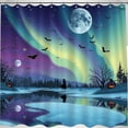 thumbnail image 1 of Enchanting Halloween Shower Curtain - Northern Lights & Witch Scene, 1 of 4