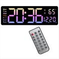 thumbnail image 3 of Reloj de Pared Digital Reloj Despertador Grande Control Remoto Fecha Semana Temperatura Reloj Alarmas Duales Reloj con Pantalla LED Rosa, 3 of 5
