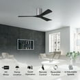 thumbnail image 2 of Matthews Fan Company IR3H-BN-BK-60 Irene 60" Brushed Nickel Hugger Ceiling Fan with 3 Matte Black Blades, Remote and Wall Control, Indoor/Outdoor Damp Rated, 2 of 6