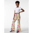 thumbnail image 4 of 5-6Y Girls Colored Flared Pants Digital Print Trousers Slim-Fit Wide Leg Flare for Spring Summer Autumn, 4 of 6