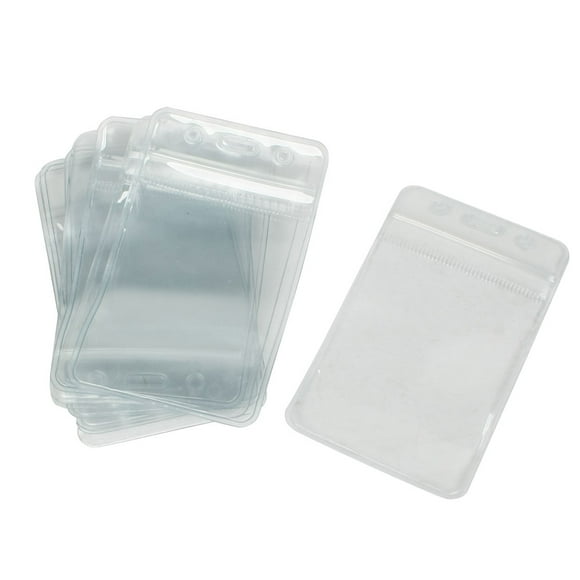 Unique Bargains Clear PVC Waterproof Vertical ID Card Badge Holders, 10 Count