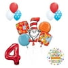 13 pc Dr Seuss Cat in the Hat 4th Birthday Party Balloon Supplies and Decorat...