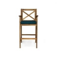 thumbnail image 4 of Salvatore Outdoor Acacia Wood Barstools, Teak Finish and Blue, Set of 4, 4 of 8