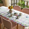thumbnail image 3 of Spring Table Cloths for 8 Foot Rectangle Tables, Bicycles Botanical Leaves Rose Colorful Stripes Patio Waterproof Elastic Fitted Tablecloths, Washable Rectangular Table Cover for Camping, 3 of 8