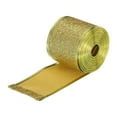 thumbnail image 3 of Unique Bargains Christmas Polyester Ribbon 2' 10 Yard Glitter Ribbon Gold Iron Wired Edge Easy to Shape DIY Crafts Gold, 3 of 7