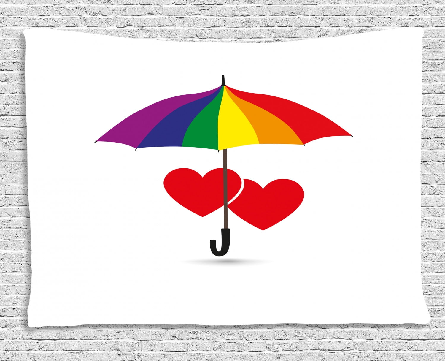 Pride Decorations Tapestry Cute Heart Signs Over Rainbow Umbrella Romantic Lgbt Love Valentine S Day Wall Hanging For Bedroom Living Room Dorm