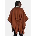 thumbnail image 3 of The Pioneer Woman Whipstitch Wrap Ruana with Belt Layering Piece, Cognac Black Beauty, 3 of 6