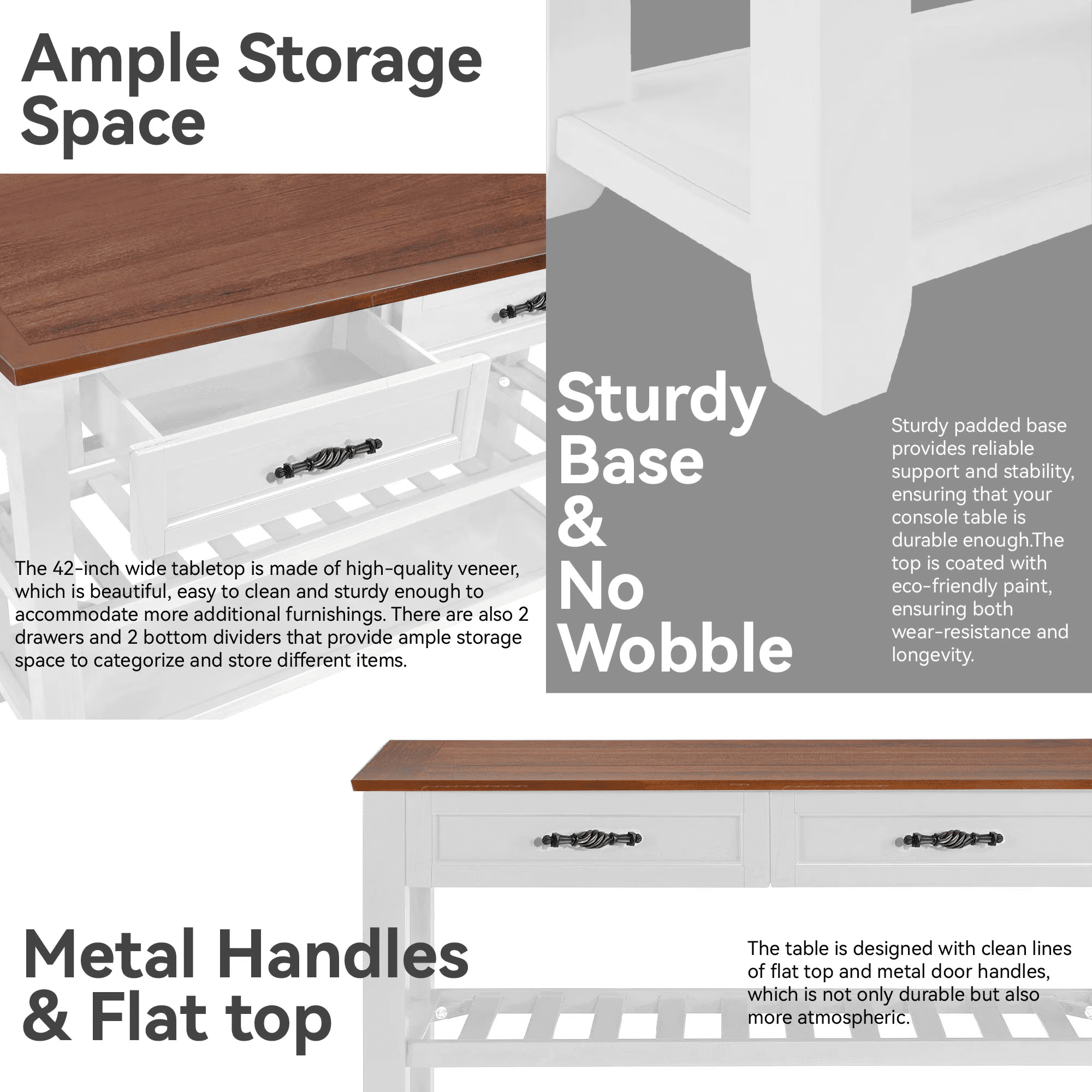 Aukfa Narrow Console Table with Storage Drawer, Entryway Table, Sofa Table for Living Room, White