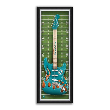 Miami Dolphins 14 x 37 Framed Electric Guitar Print
