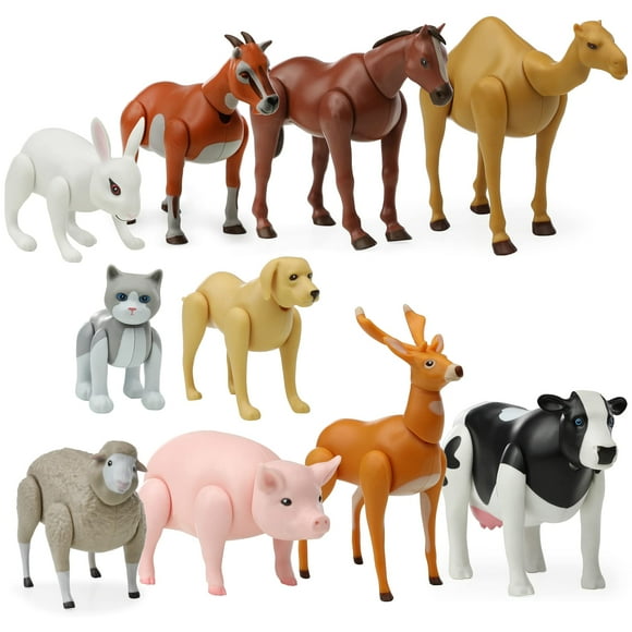 Beverly Hills Doll Collection Farm Animal Toys Set of 10 Large Toy Farm Animals for Toddlers Plastic Animal Figures Realistic Animal Figurines for Kids