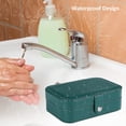 thumbnail image 4 of Joyero, pequeño estuche de viaje portátil de cuero PU, organizador de 2 capas, cajas de almacenamiento para anillos, pendientes, collares, pulseras, color verde, 4 of 7