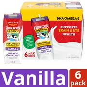 Horizon Organic Shelf Stable 1% Lowfat DHA Omega-3 Vanilla Milk Boxes, 8 fl oz, 6 Count