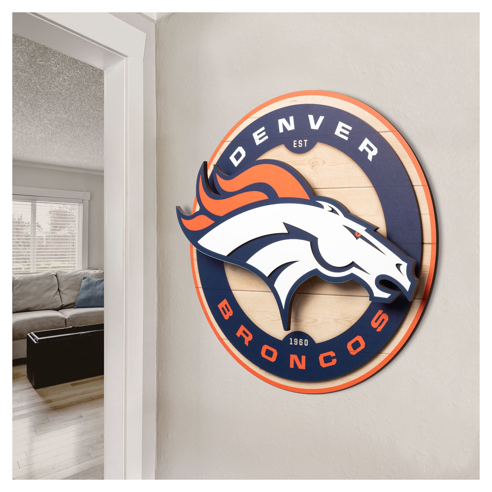IDNA Denver Broncos 15" x 15" 3DX Logo Circle Backer Wall Art