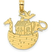 AVARIAH DIAMONDS 14K Yellow Gold Engraved Flat Noah's Ark Charm - 22mm