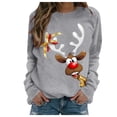 thumbnail image 1 of Pull de Noël pour Femmes Imprimé Graphique Mode Chandail en Molleton Veste Mi-Longue Col Rond Cardigan d'Hiver Chandail à Capuchon Doux Manches Longues Fermeture Blouse, 1 of 6