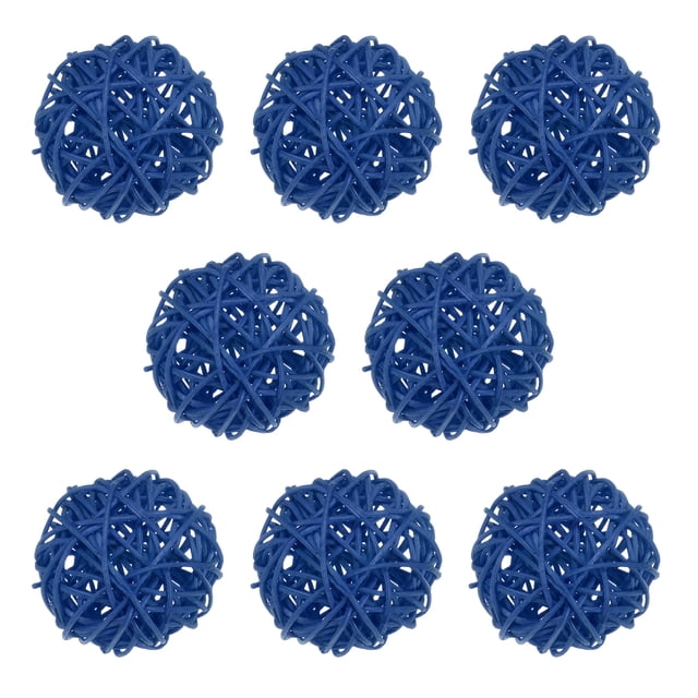 Uxcell 8-Pack Bolas de Ratan Tejidas 60mm/2.4 Pulgadas Bolas Decorativas de Ratan para Navidad Bodas Acción de Gracias Azul