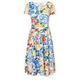 thumbnail image 4 of USSUMA Sundresses for Women Casual Summer A Line Swing Long Maxi Beach Dress Floral Print Plus Sun Dresses Short Sleeve Round Neckline Dress Party Vacation, 4 of 7