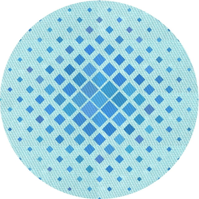 Ahgly Company Machine Washable Indoor Square Transitional Electric Blue Area Rugs, 3' Square