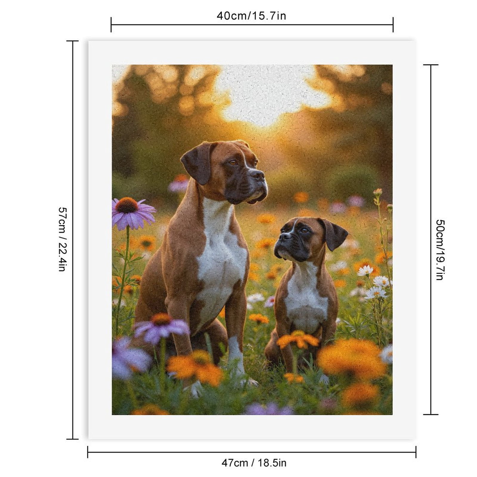 Paint By Numbers Kit for Adults Beginner - DIY Boxer Dogs In Flower Field Sunset Canvas Painting Kits for Adults, Frameless Paint By Number for Adults for Home Wall Decor 16x20 Inch