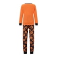 thumbnail image 3 of Argulvti Halloween Pajamas for Family Cute Pumpkin Pattern Long Sleeve Tops + Pants Set Fall Sleepwear, 3 of 7
