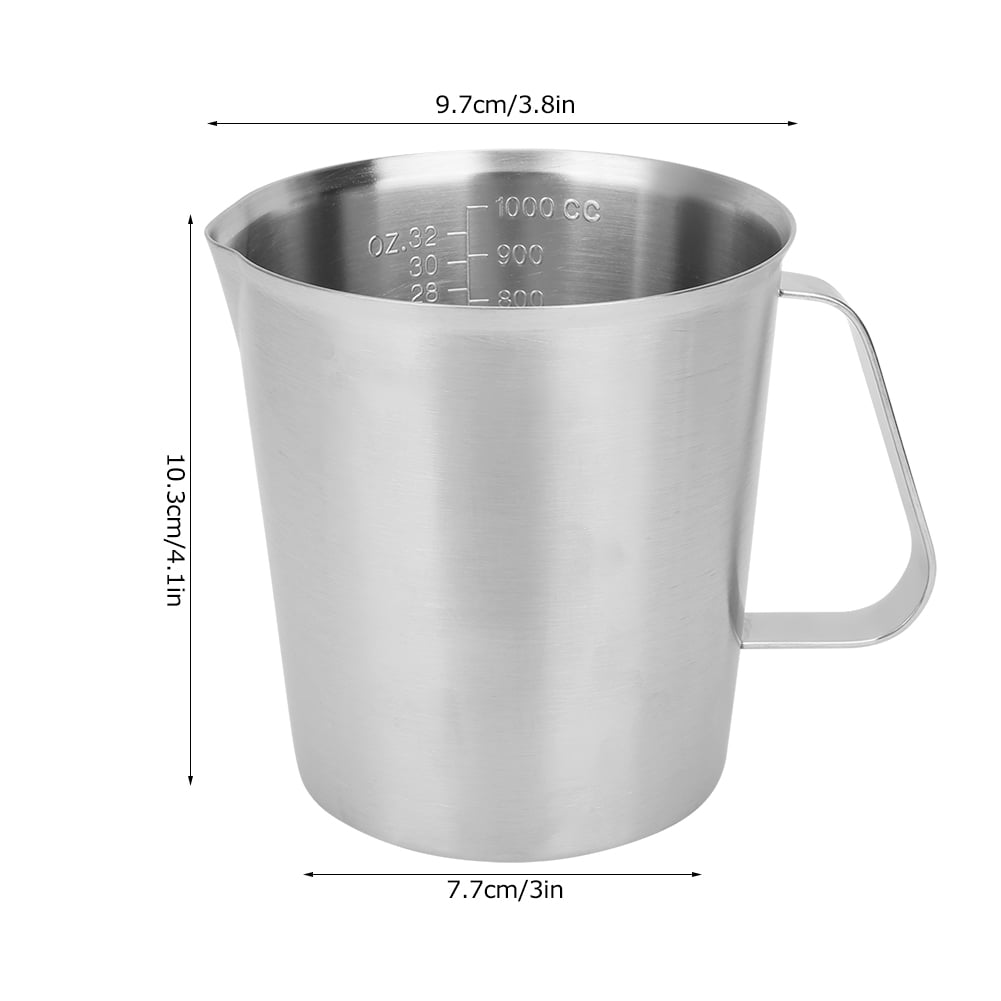 Stainless Steel Measuring Cup Frothing Pitcher Milk Tea Kitchen 500-1000ml