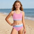 thumbnail image 2 of Shadoumai Girls Two Piece Swimwear Long Sleeve Rash Guard And Swim Shorts UPF 50 Sun For Beach Pool, 2 of 3