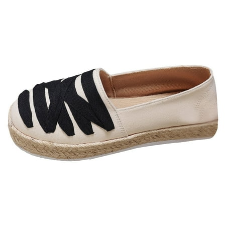 KELINFONG Flats for Women Platform Espadrille Fashion Walking Sneakers Slip on Loafers Womens Casual Shoes