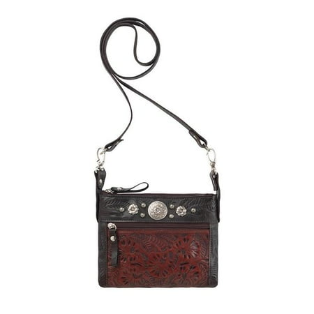 Distressed Hobo Bag American West 9370884 Trail Rider Hip & Crossbody Bag, Chocolate & Distressed Crimson ()