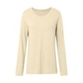thumbnail image 5 of UJNDER Women's Classic V Neck Long Sleeve T Shirts for Women Solid Color Top Casual Comfortable Beige XXXL, 5 of 5