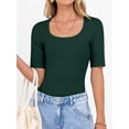 thumbnail image 4 of ANRABESS Womens Scoop Neck Tops Half Sleeve Ribbed Knit Slim Fitted T Shirts Summer Casual Basic Tee Going Out Shirts, 4 of 10