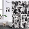 thumbnail image 3 of Abstract Black and White Shower Curtain, English Letters Abstract Art with Brushstrokes Image Print Bathroom Curtain for Men Bathtub Decor Waterproof Fabric Machine Washable with 12 Hooks, 3 of 6
