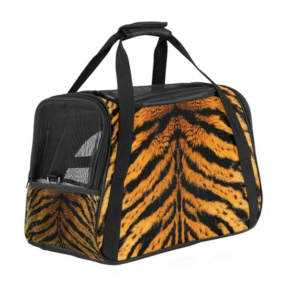 ERJLKXP Tiger Print Texture Portable Dog Carrier Bag & Cozy Cat Carrying Case for Small Pets,Puppy Soft-Sided Pet Travel Bag