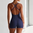 thumbnail image 3 of Pounoo Workout Sets for Women Ribbed Halter Neck Square Neck Bodysuit with High Waist Shorts Casual Gym Running Beach Matching Outfits, 3 of 5