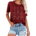 thumbnail image 1 of Tops de Manga Corta de las Mujeres Casual Impresa Camiseta Blusa Cuello Redondo Moda Poliéster Ligero Suave Cómodo para las Vacaciones Diarias de Trabajo de la Fiesta de Citas, 1 of 8