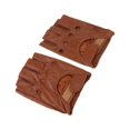 thumbnail image 3 of maskred Fashionable Retro PU Leather Men s Fingerless Driving Cycling Gloves Brown Hook Loop XXL 1Set, 3 of 6