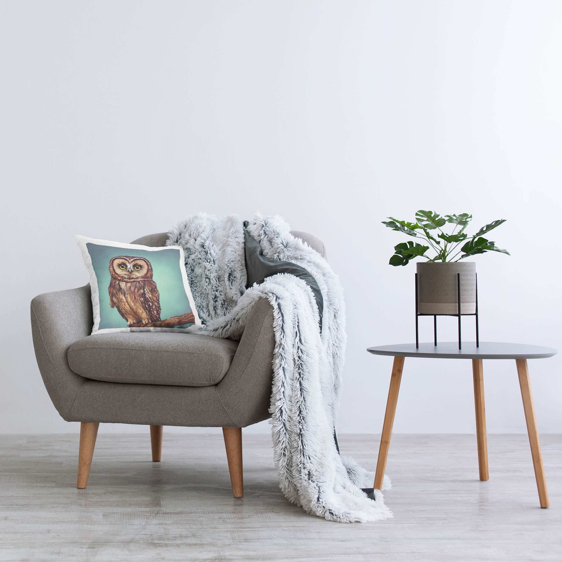 Stupell Industries Baby Owl Gazing Nature Printed Throw Pillow Design by Alpenglow Workshop