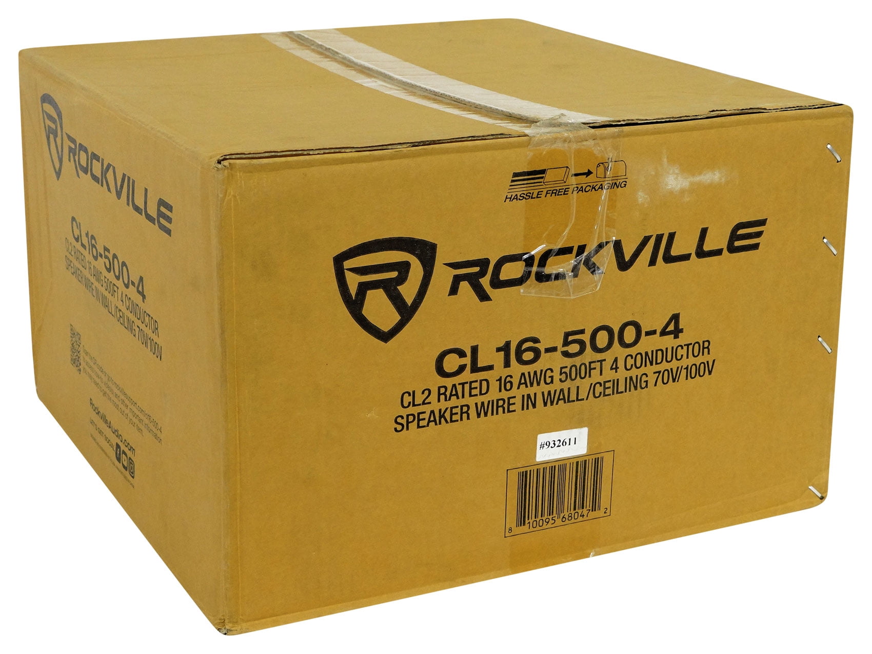 Rockville CL16-500-4 CL2 Rated 16 AWG 500' 4 Conductor Speaker Wire In Ceiling