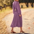 thumbnail image 4 of WULMLEO Women's 2025 Spring Fall Midi Dress Casual Long Sleeve V Neck Dot Pleated A Line Flowy Dresses Purple 2XL, 4 of 4