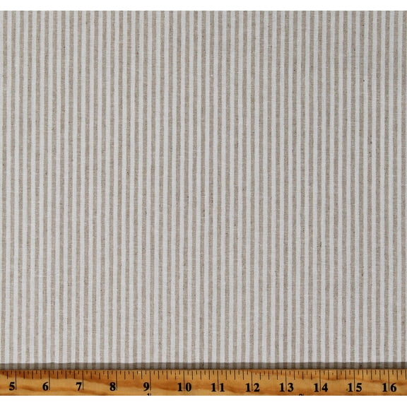 Linen Cotton Blend Essex Yarn Dyed Classic Wovens Cream and Natural 1/8" Stripes Fabric by the Yard (SRK-17587-14NATURAL)