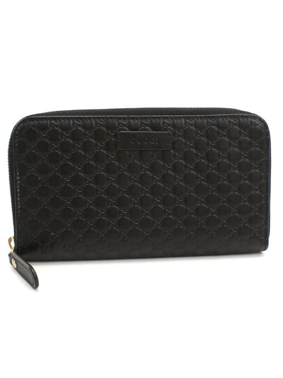 Pre-Owned GUCCI Gucci Long Wallet, Round Zipper, 449891, Microguccissima, Women's, Black