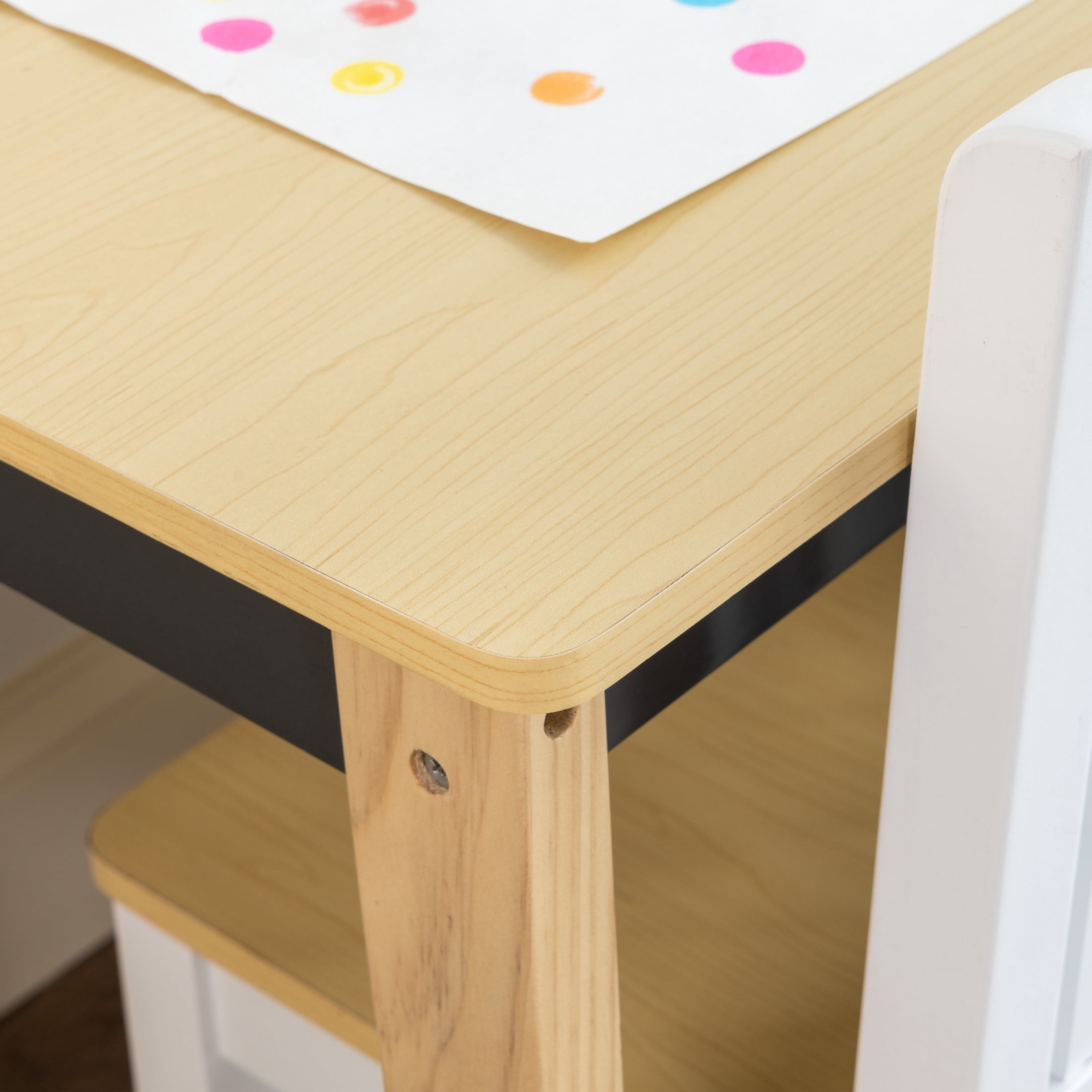 Humble Crew Kids Desk & Chair Set, Natural/Black/White/Grey