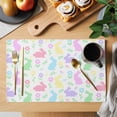 thumbnail image 2 of Happy Easter Placemats Set of 12 Spring Colorful Bunny Floral Watercolor Place Mats Indoor Wipeable Table Mats Washable Cloth Dining Table Placemats for Kitchen Holiday Party Home Decor 13x19 Inch, 2 of 9