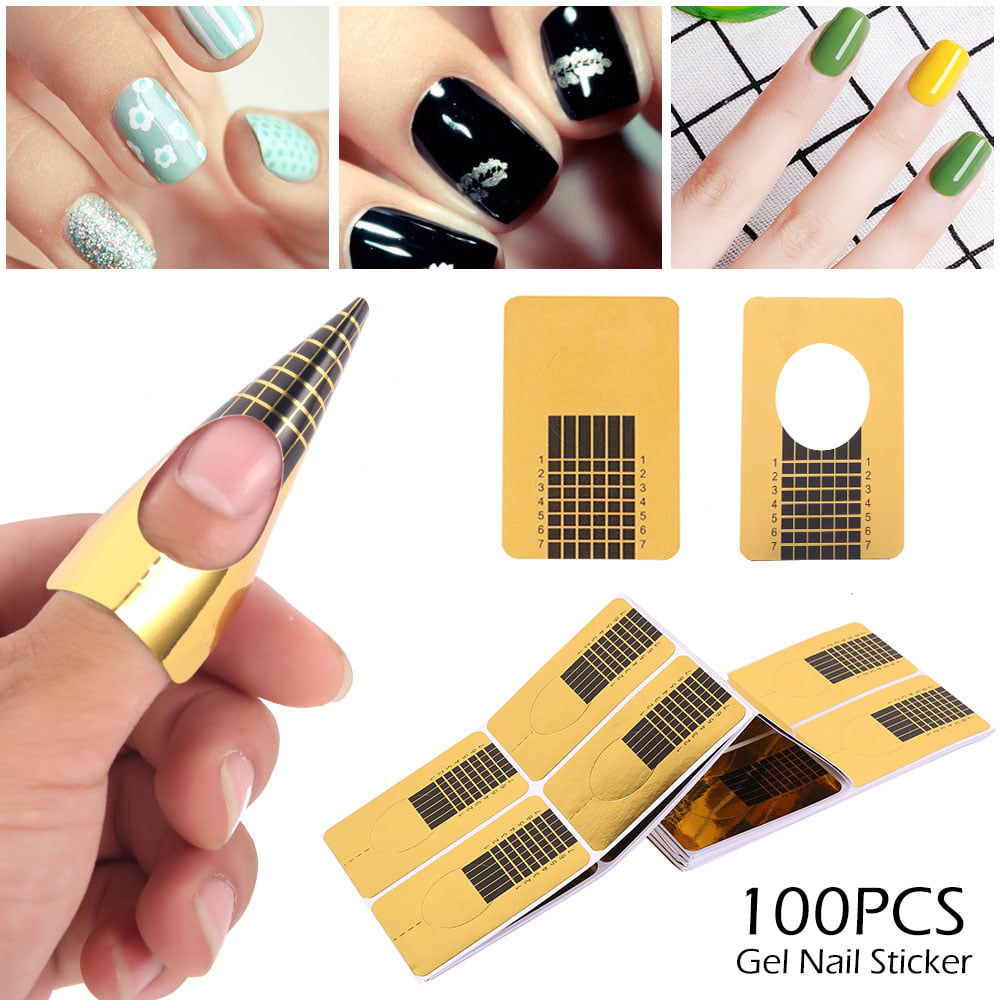 ODOMY (100pcs) Gel Nail Sticker Patch Wraps Nail Decoration - Walmart ...