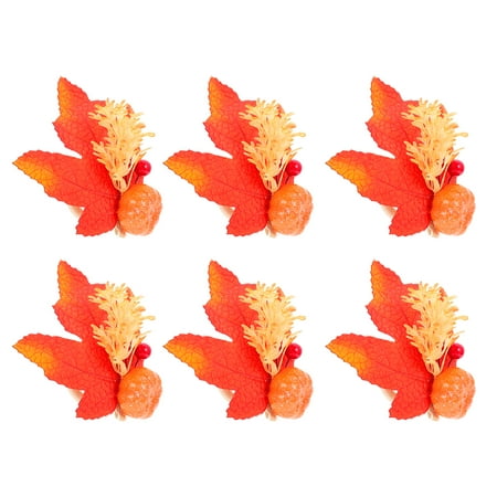 

DiMaddie Fall Decor 6Pc Pumpkin Napkin Rings Maple Leaf Buckles