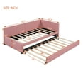 thumbnail image 5 of Bellemave Full Size Daybed with Trundle, Linen Upholstered Daybed with Twin Trundle, Full Size Sofa Bed Frame for Bedroom Guest Room Living Room（Pink), 5 of 7